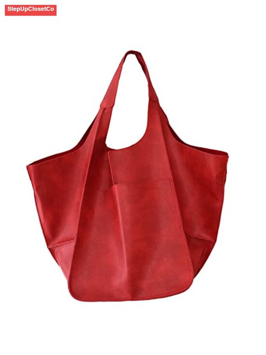 Handbags - Oversized PU Leather Hobo Tote Bag Large Capacity Work Travel Shopping